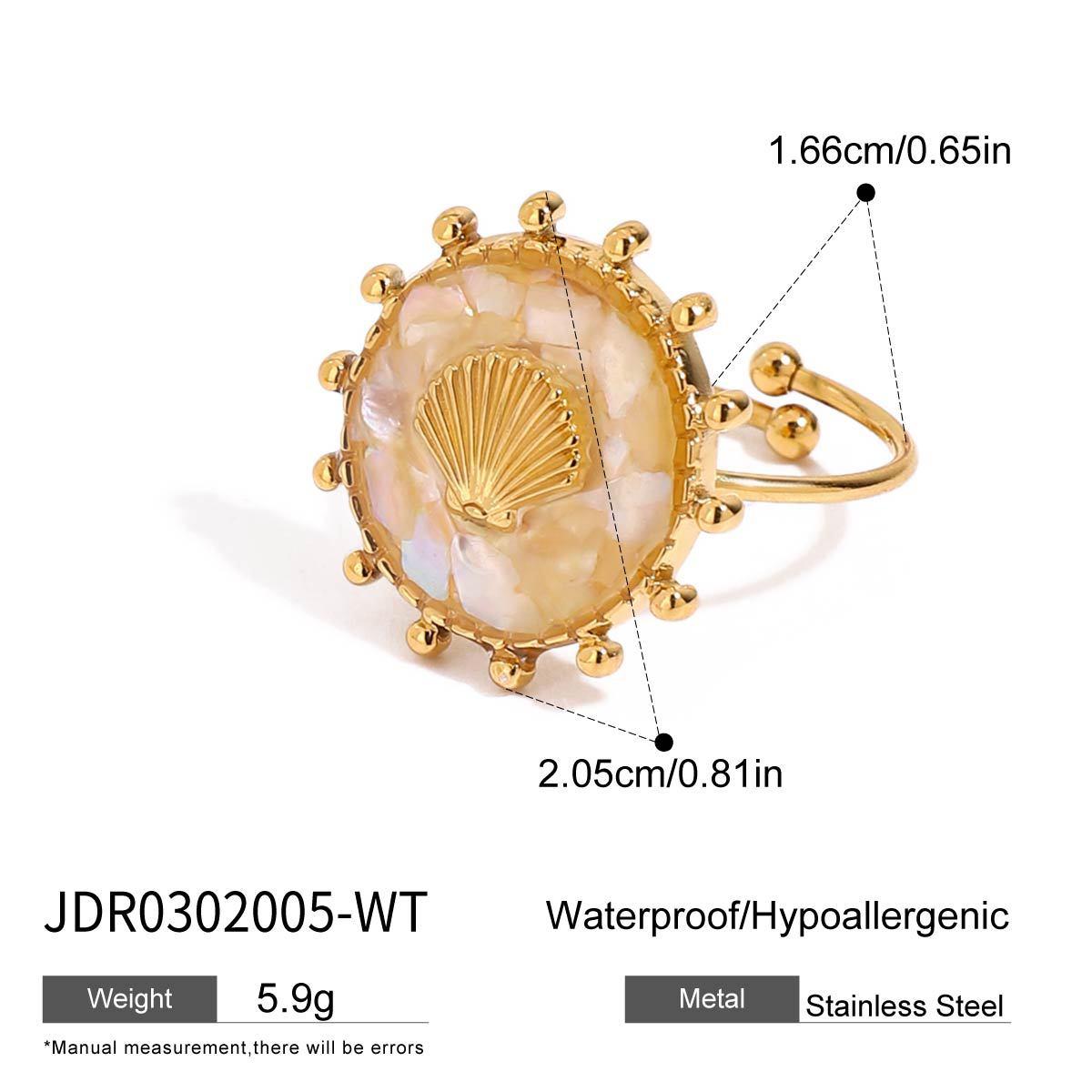 Zora Boho Style Oil Drop Ring 18K Gold-plated Stainless Steel - Beauty Accessories