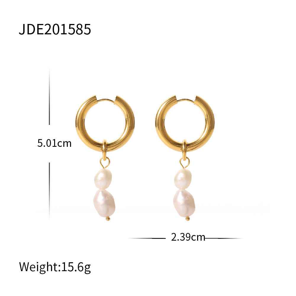 Stainless Steel Water Pearl Earrings - Beauty Accessories