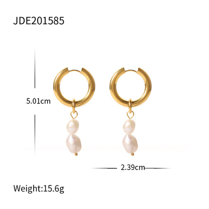 Stainless Steel Water Pearl Earrings