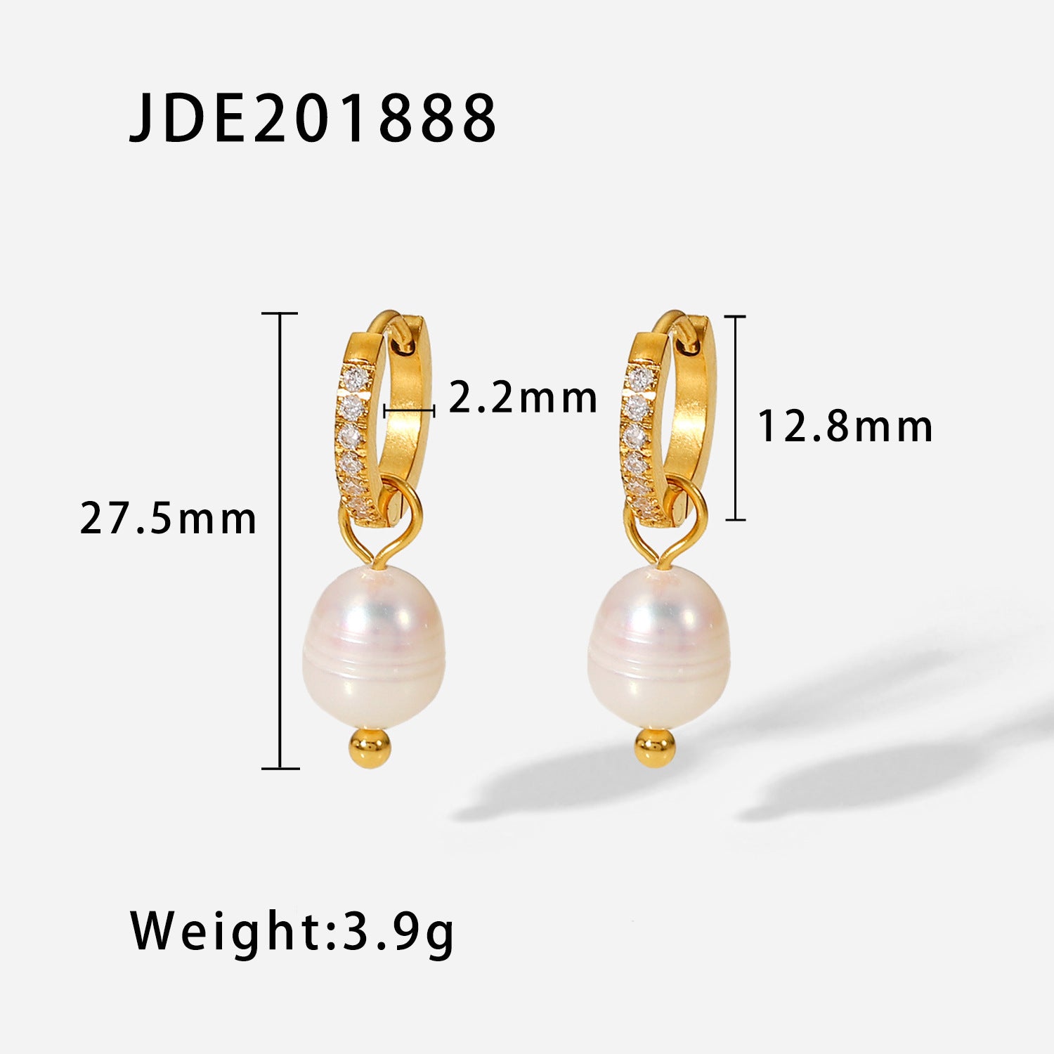 18K Gold Stainless Steel Earrings Fashion Personality Pearl