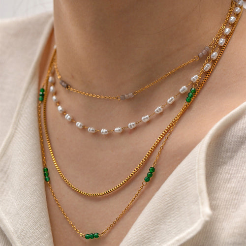 Necklace 18K Gold-plated Stainless Steel Pearl - Beauty Accessories