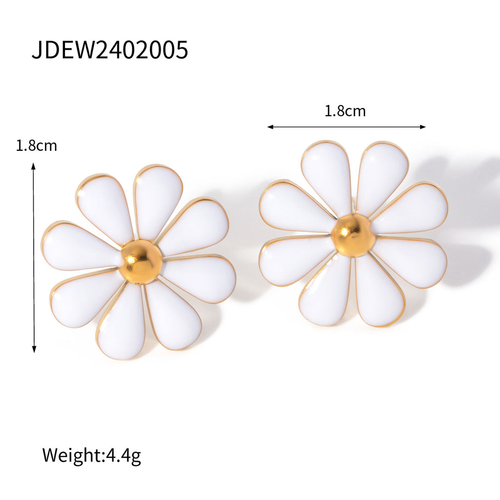 Summer 18K Gold Stainless Steel Flower Earrings - Beauty Accessories
