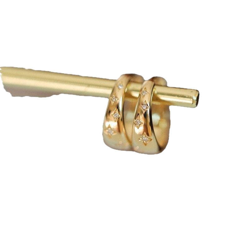 S925 Sterling Silver Plated With 18K Gold Starry Sky Earrings Clips