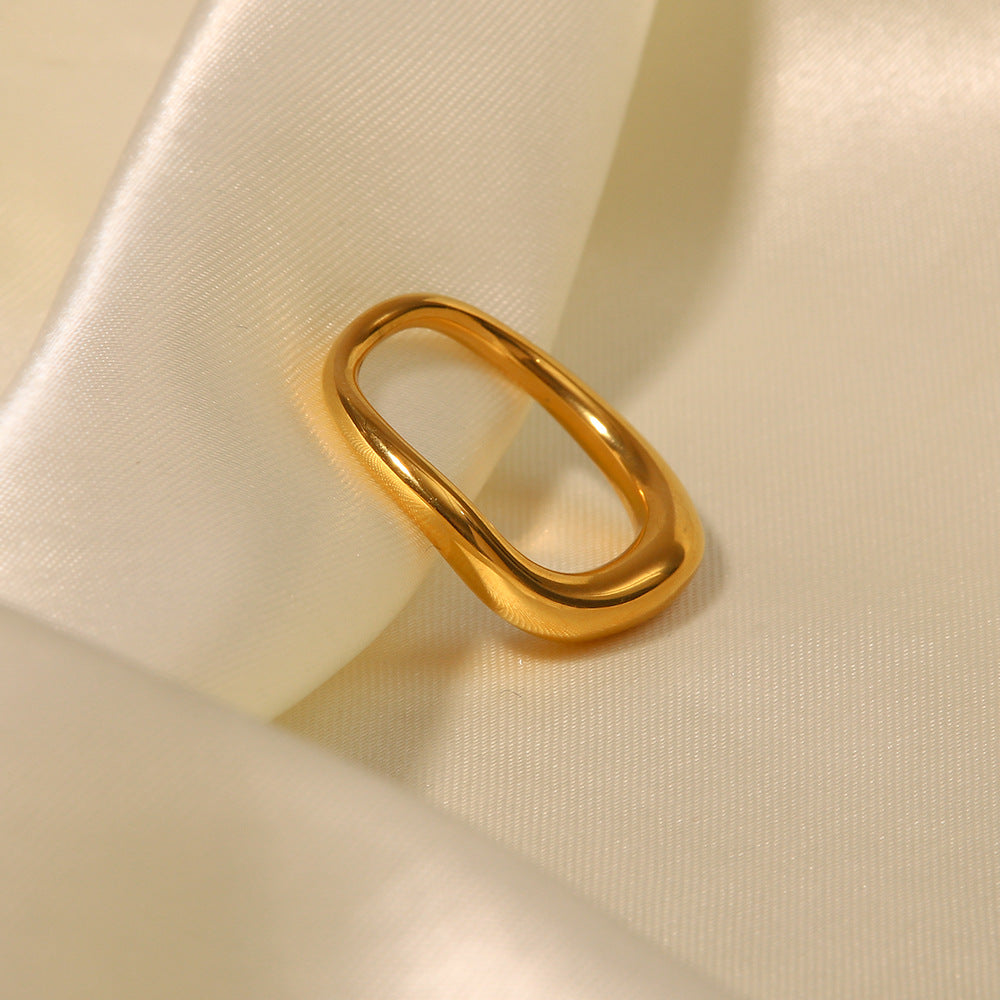 18K Gold Plated Stainless Steel Irregular Ring For Women