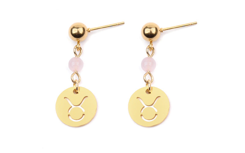 Stainless Steel Twelve Constellation Earrings - Beauty Accessories