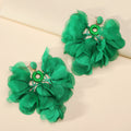 Handmade Bohemian Beaded Chiffon Flower Tassel Earrings - Beauty Accessories