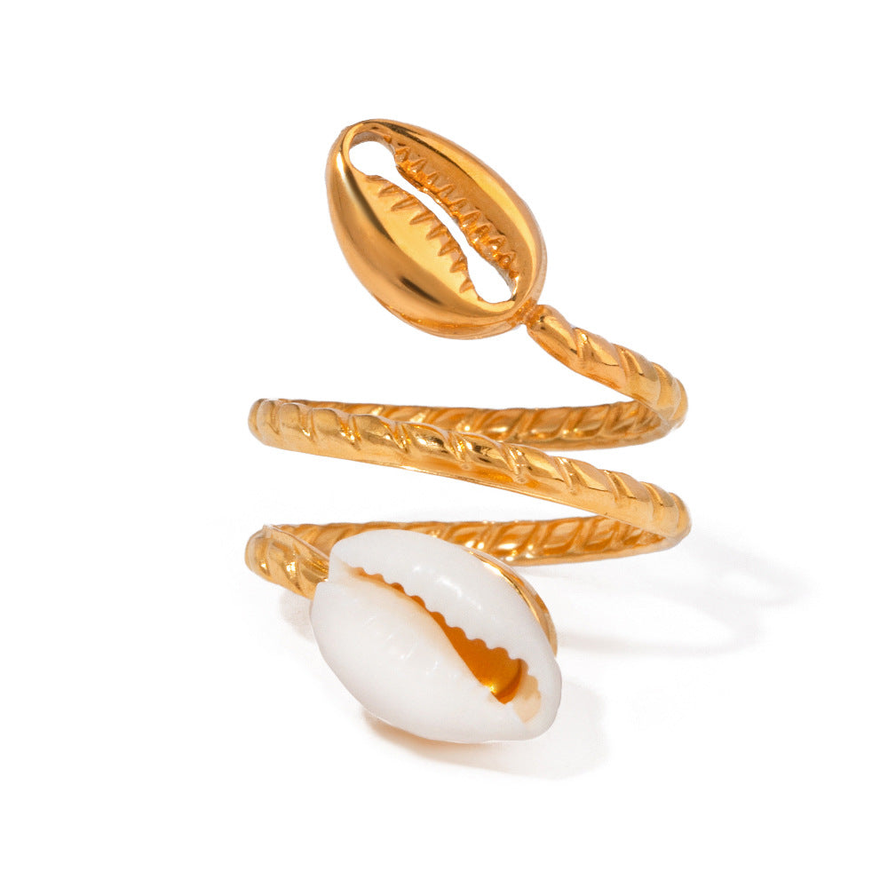 Stainless Steel Shell Open Ring For Women - Beauty Accessories