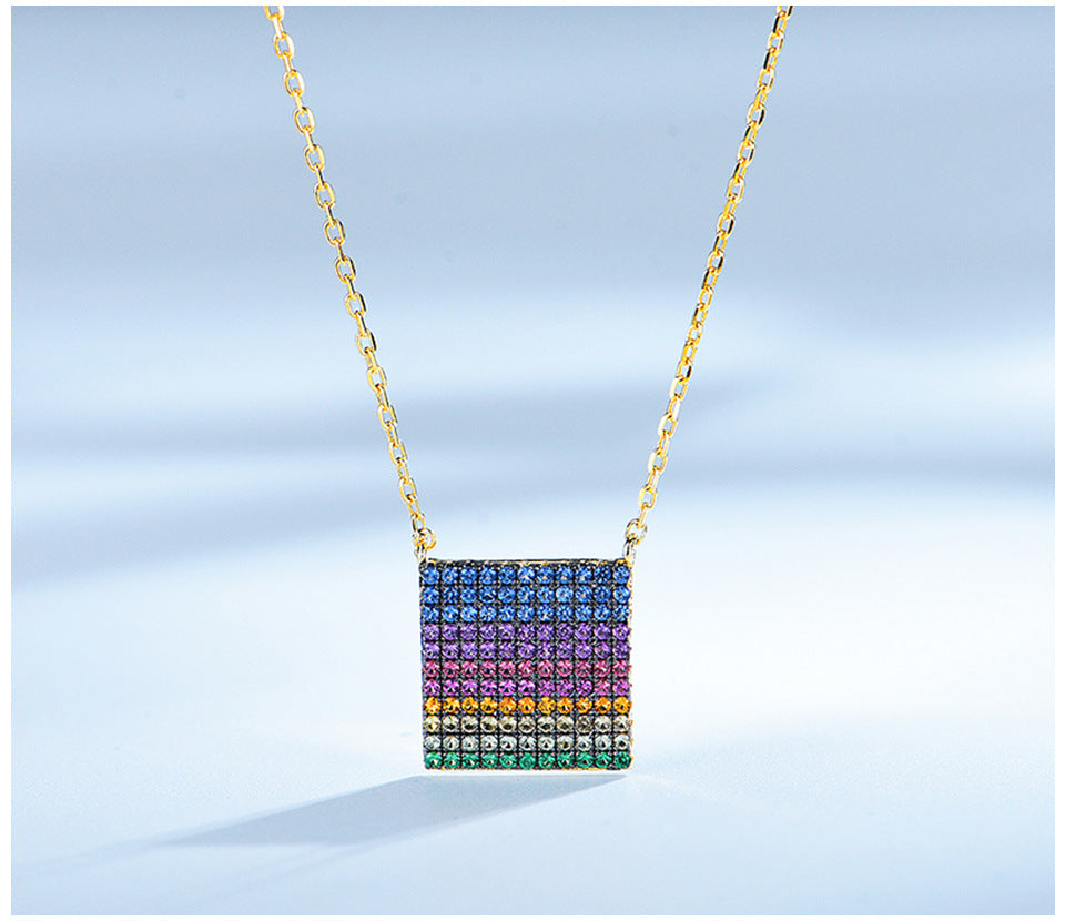 Square Zircon S925 Silver Simple Pendant - Beauty Accessories