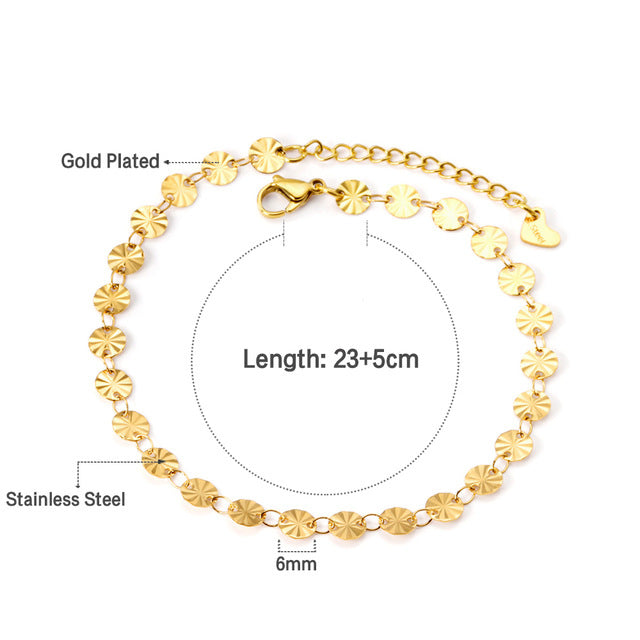 Stainless Steel Anklet Chain Foot Ornaments Female Casual Retro Travel Beach Anklet - Beauty Accessories