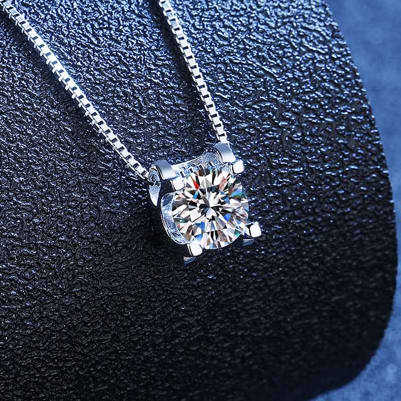 Mosang Diamond Bullhead Pendant Women's Pure Silver Necklace - Beauty Accessories