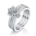 S925 Sterling Silver 1ct D Color VVS1 Moissanite Ring Set 6.5mm Stone Platinum Plated GRA Certified US Size 5-9 Gift Box