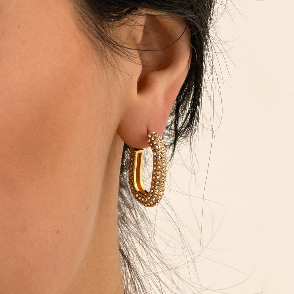 Stainless Steel 18K Gold Plating Twist-knot Earrings With Diamonds - Beauty Accessories
