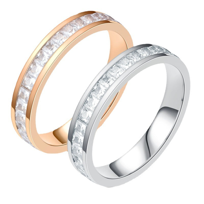Fashion Rhinestones Rings Women Stainless Steel Ring - Beauty Accessories