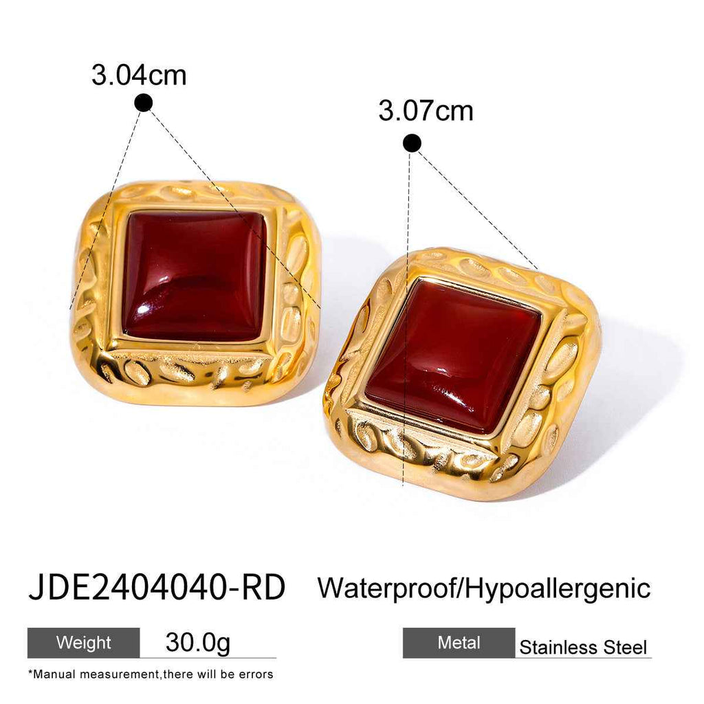 Stainless Steel Square Hammered Earrings - Beauty Accessories