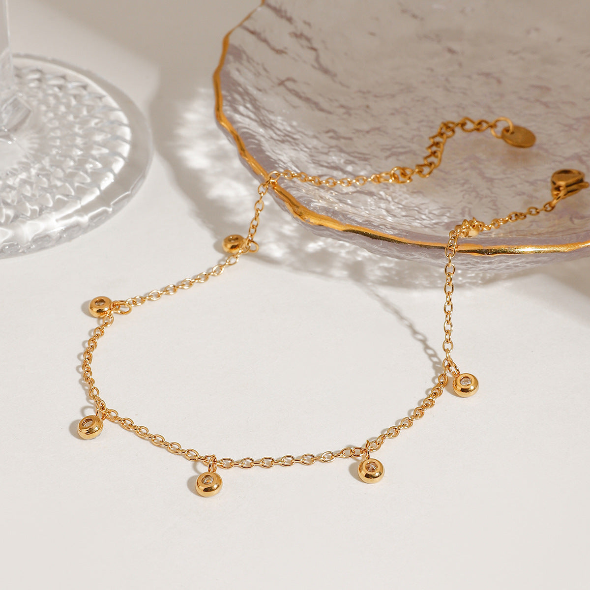 Stainless Steel All-match Zircon Anklet - Beauty Accessories