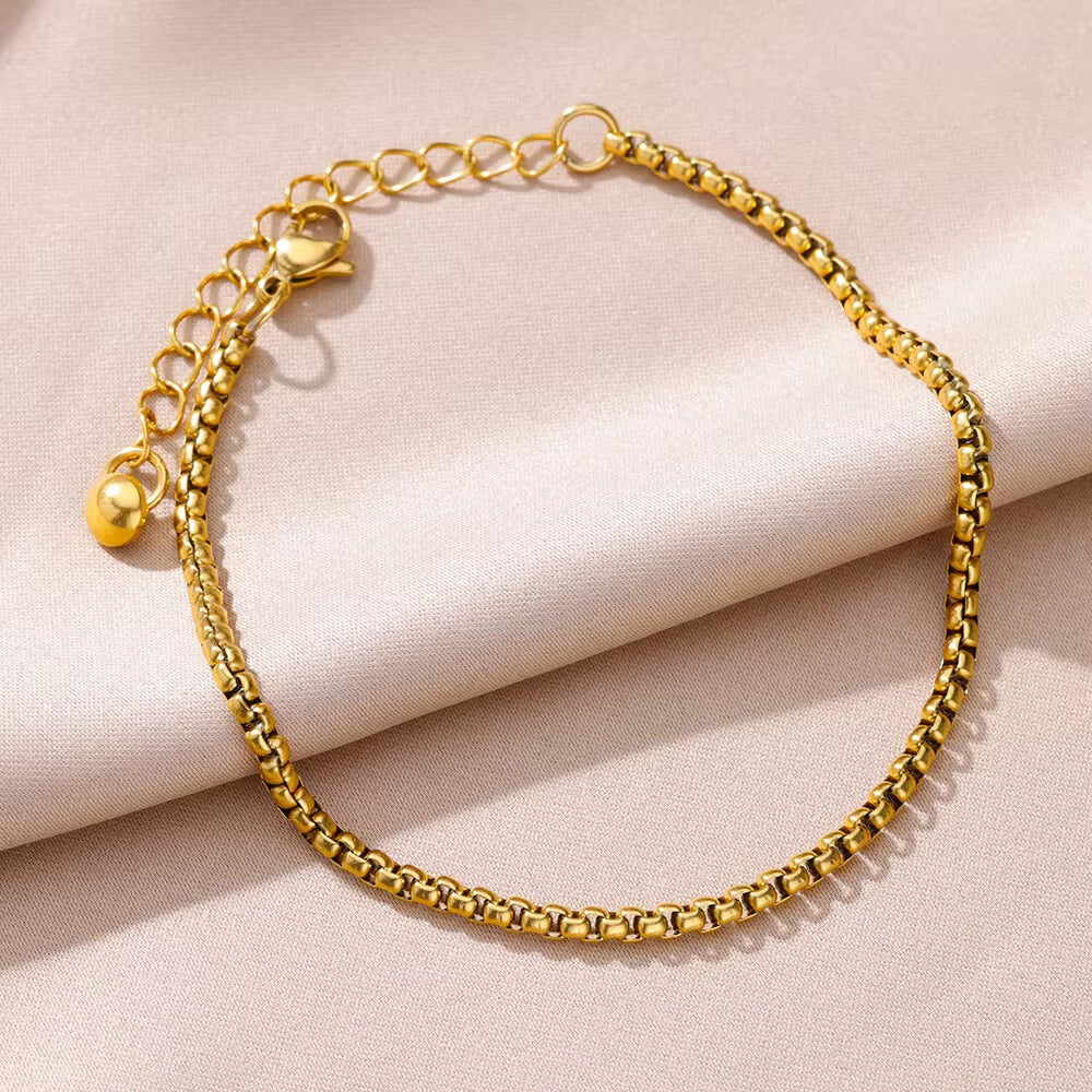 Tassel Anklet Gold Stainless Steel Waterproof Adjustable - Beauty Accessories