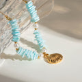 Mint Green Shell Patch Pearl Shell Pendant Necklace Jewelry - Beauty Accessories