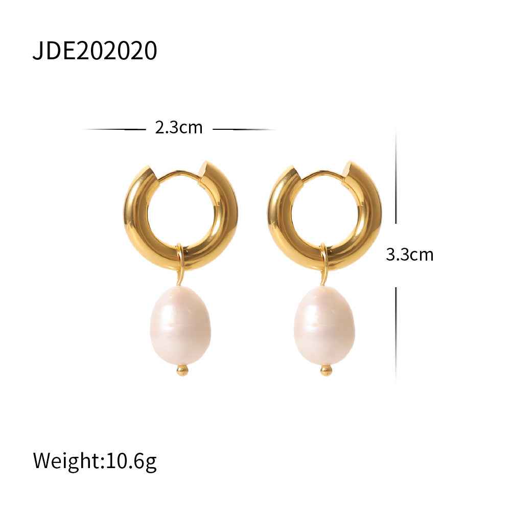 Stainless Steel Water Pearl Earrings - Beauty Accessories