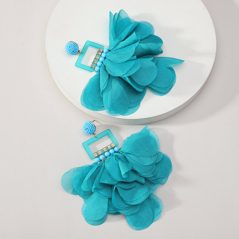Handmade Chiffon Multi-Layer Tassel Earrings Bohemian Handmade - Beauty Accessories