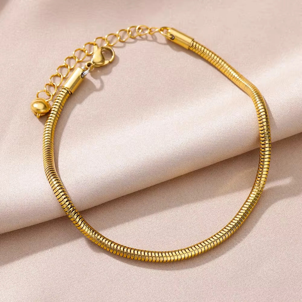 Tassel Anklet Gold Stainless Steel Waterproof Adjustable - Beauty Accessories