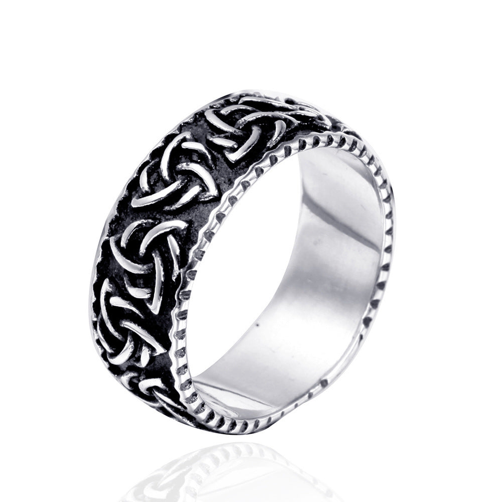 Rima geometric titanium ring, worn on hand