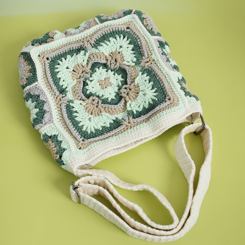 Bohemian Style Hand-woven Grandmother Plaid Crossbody Bag - Beauty Accessories