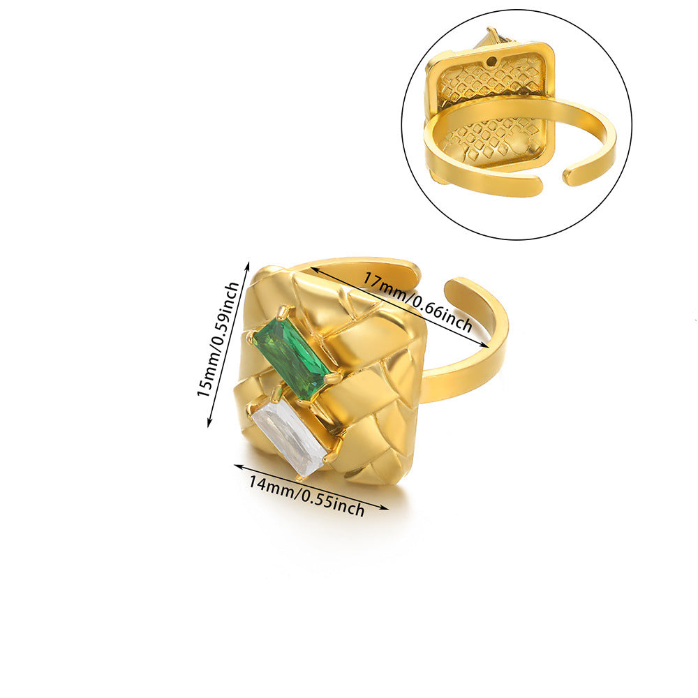 European And American New Stainless Steel Pearl Zircon Ring For Women - Beauty Accessories