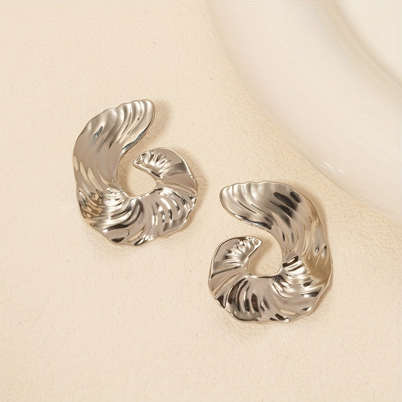 1 Pair Boho Style Irregular Spiral Texture Geometric Earrings - Beauty Accessories