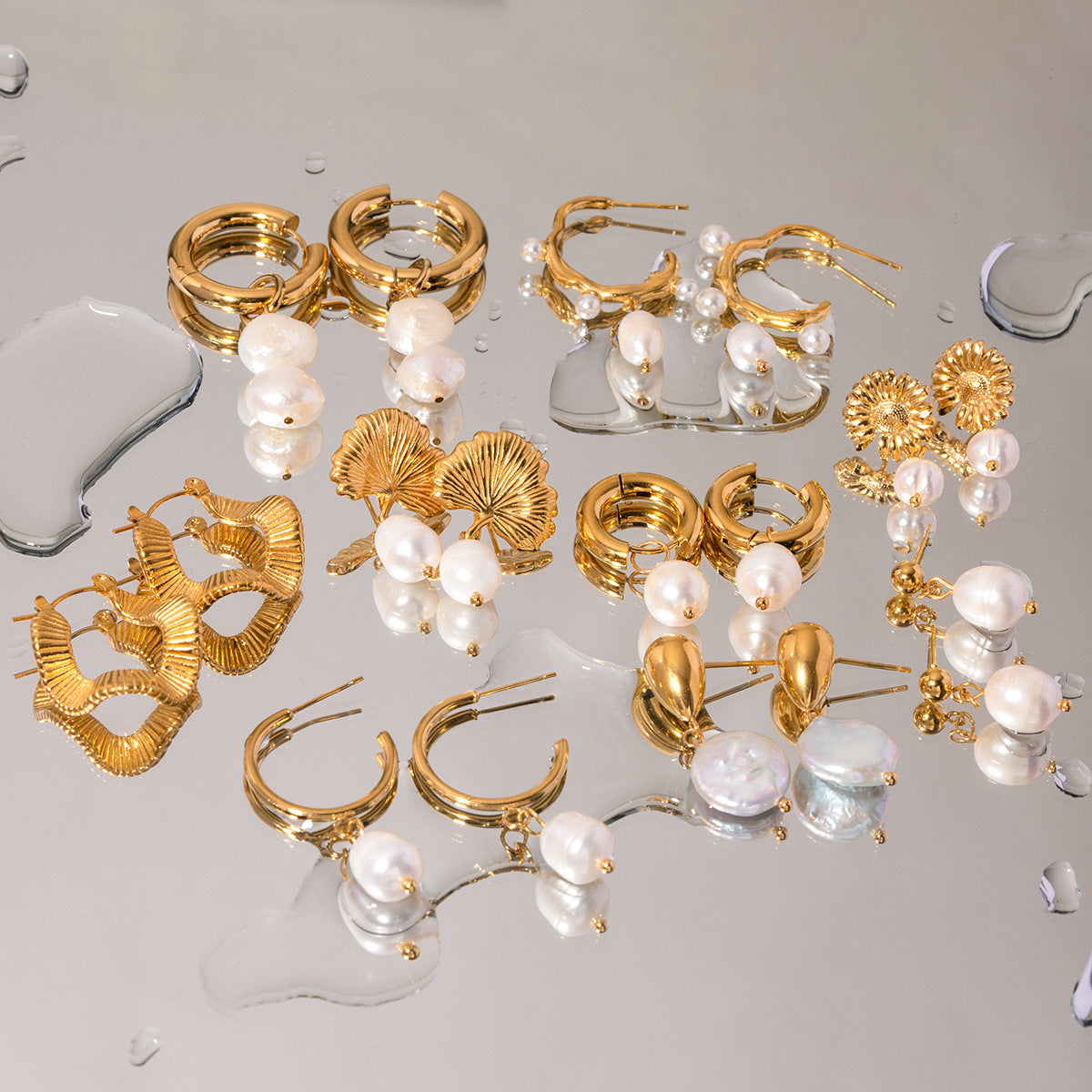 Stainless Steel Water Pearl Earrings