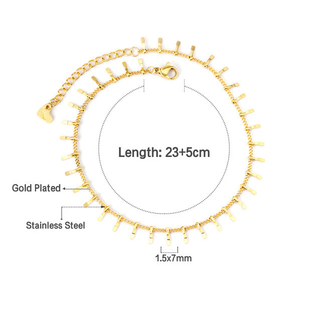 Stainless Steel Anklet Chain Foot Ornaments Female Casual Retro Travel Beach Anklet - Beauty Accessories