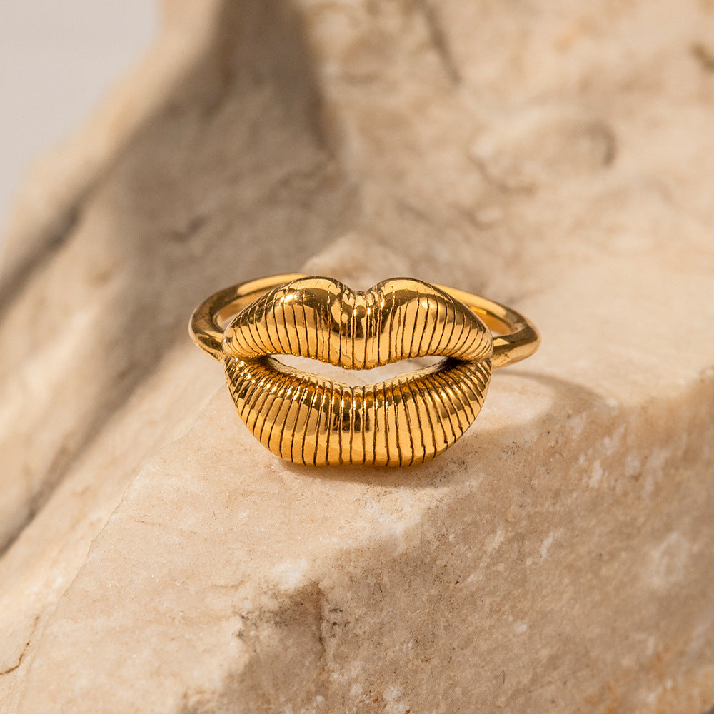 18K Gold Stainless Steel Lip Print Ring Ring For Women