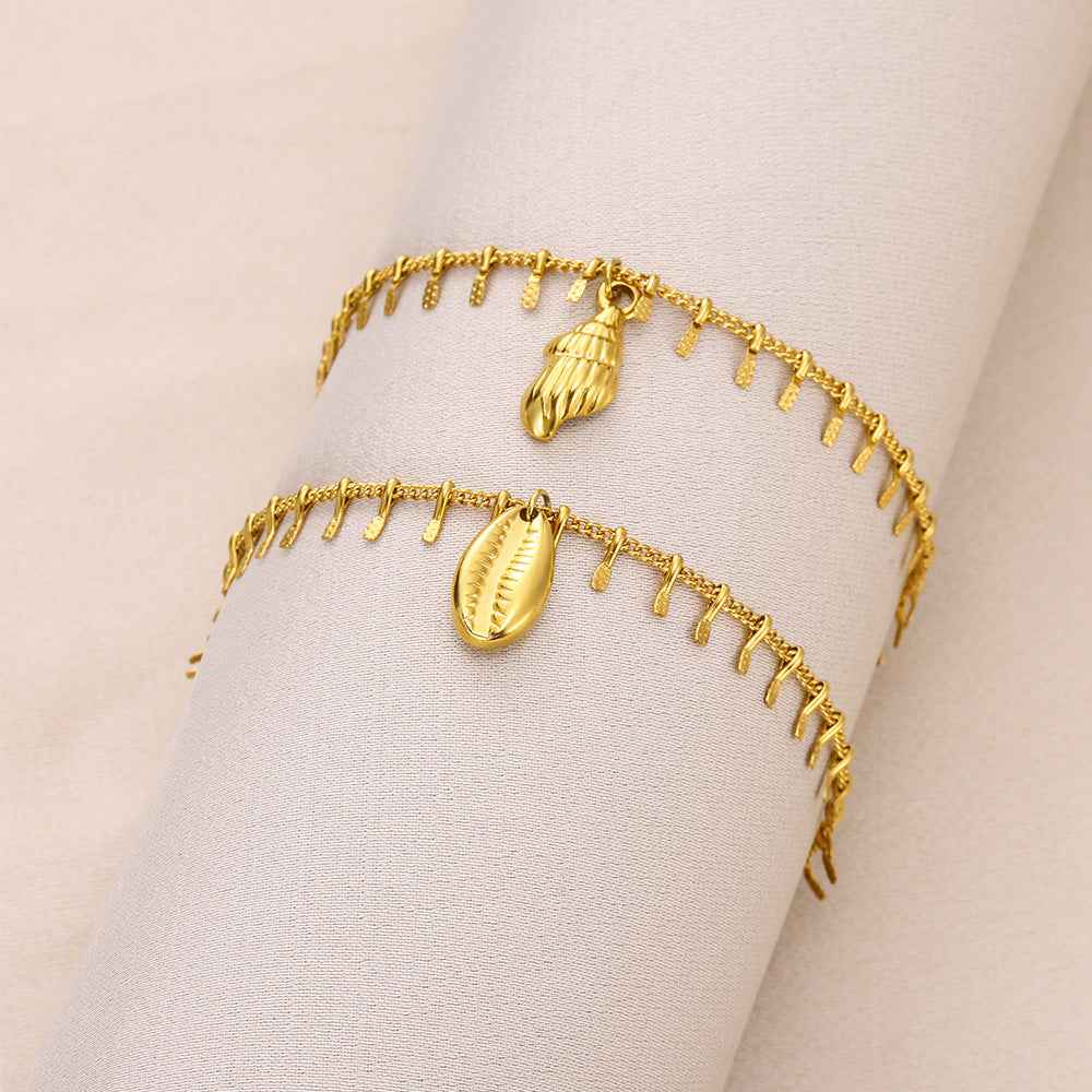 Tassel Anklet Gold Stainless Steel Waterproof Adjustable - Beauty Accessories