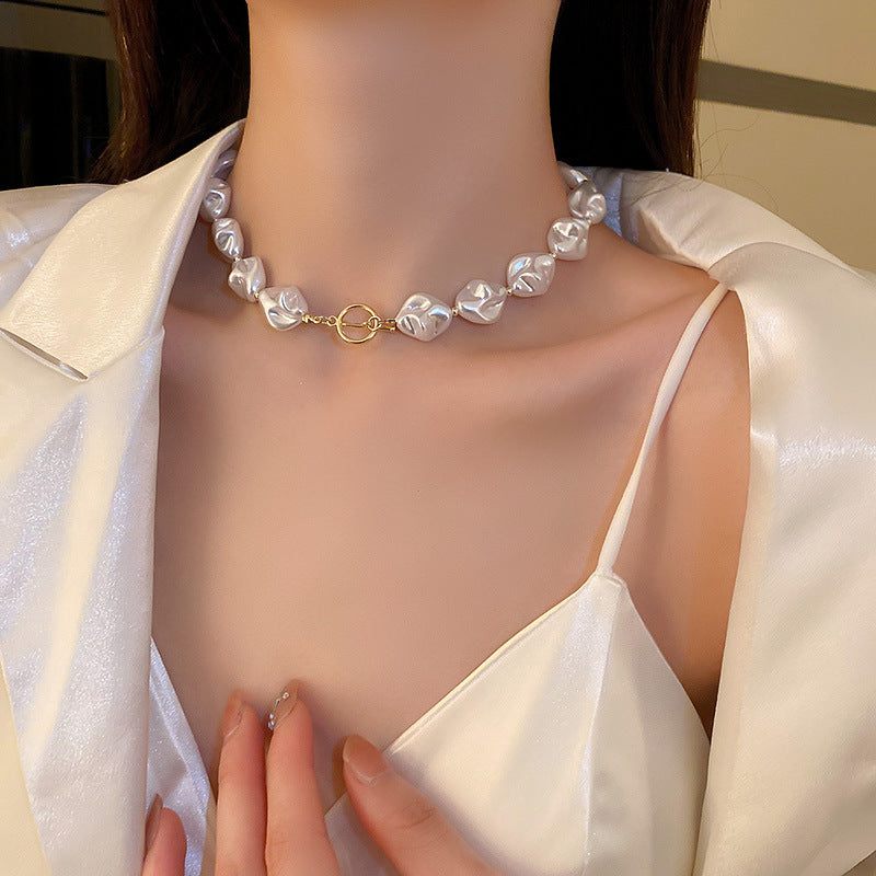 Irregular Pearl Necklace & Bracelet Set Baroque Style - Beauty Accessories