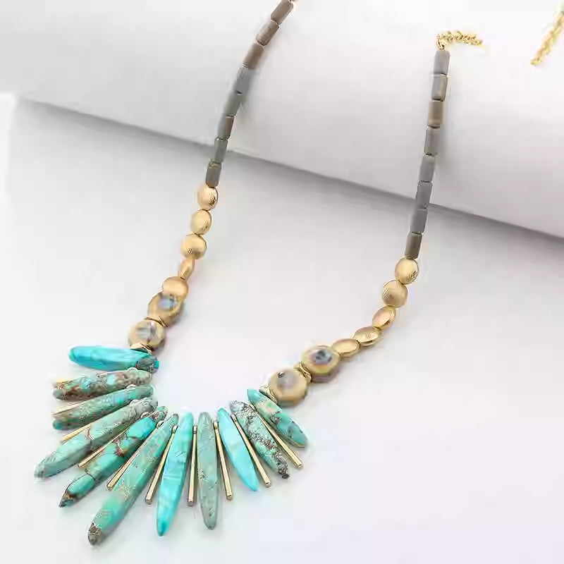 Bohemian-style Minimalist Geometric Natural Stone Necklace - Beauty Accessories