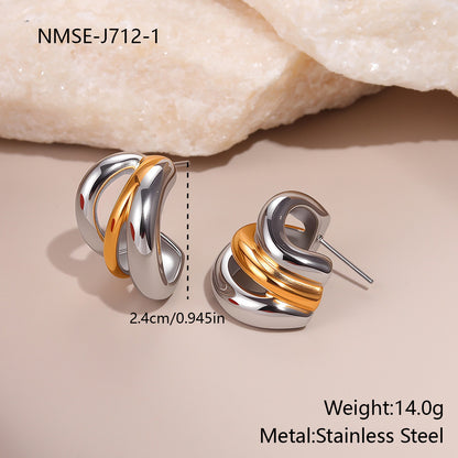 Stainless Steel Simple Design Earrings - Beauty Accessories