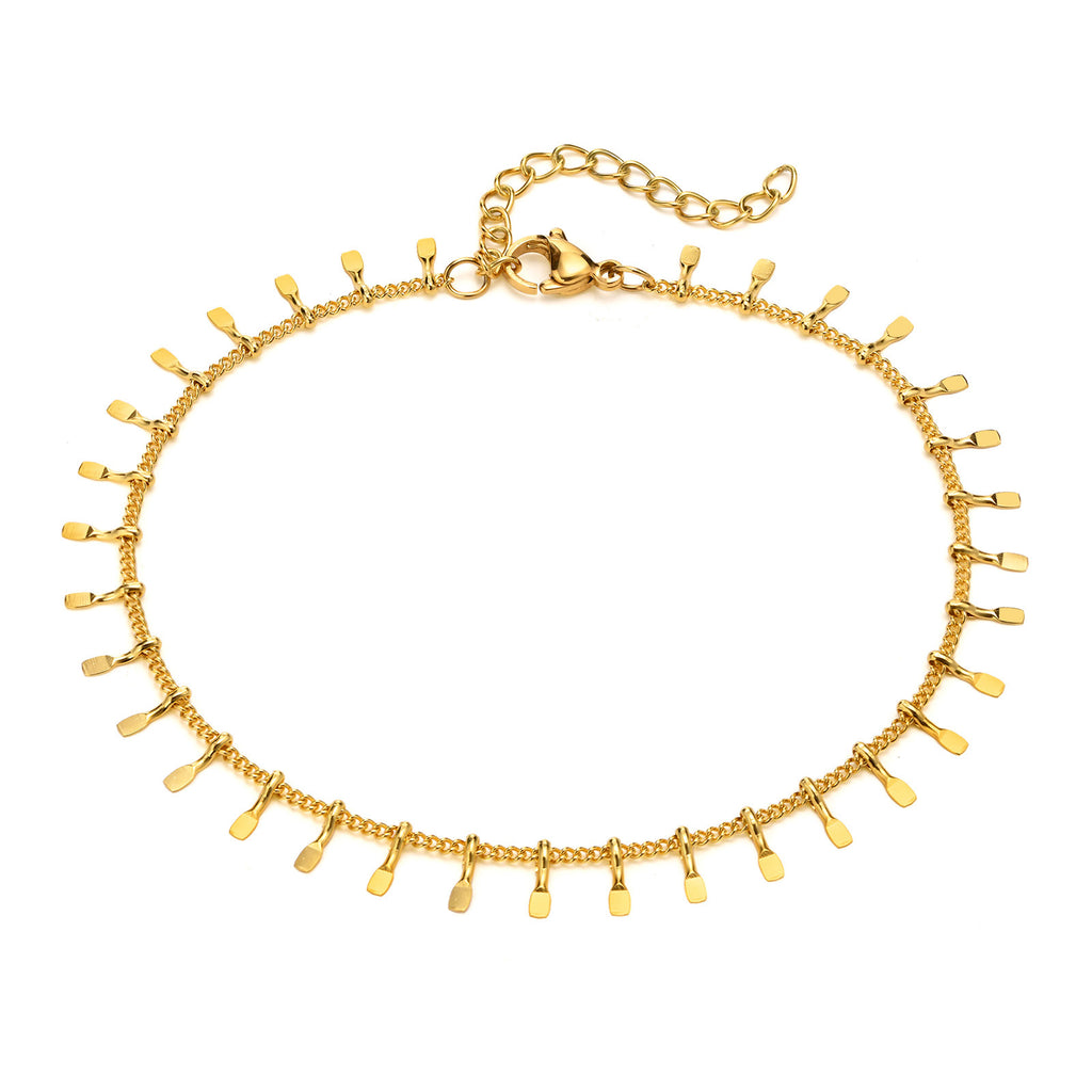 Anklet Stainless Steel Ring Tassel Anklet Bohemian Beach Foot Ornaments - Beauty Accessories