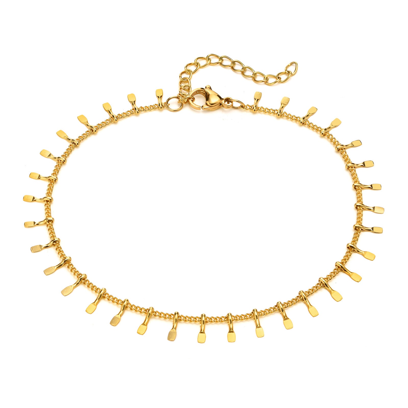 Anklet Stainless Steel Ring Tassel Anklet Bohemian Beach Foot Ornaments - Beauty Accessories