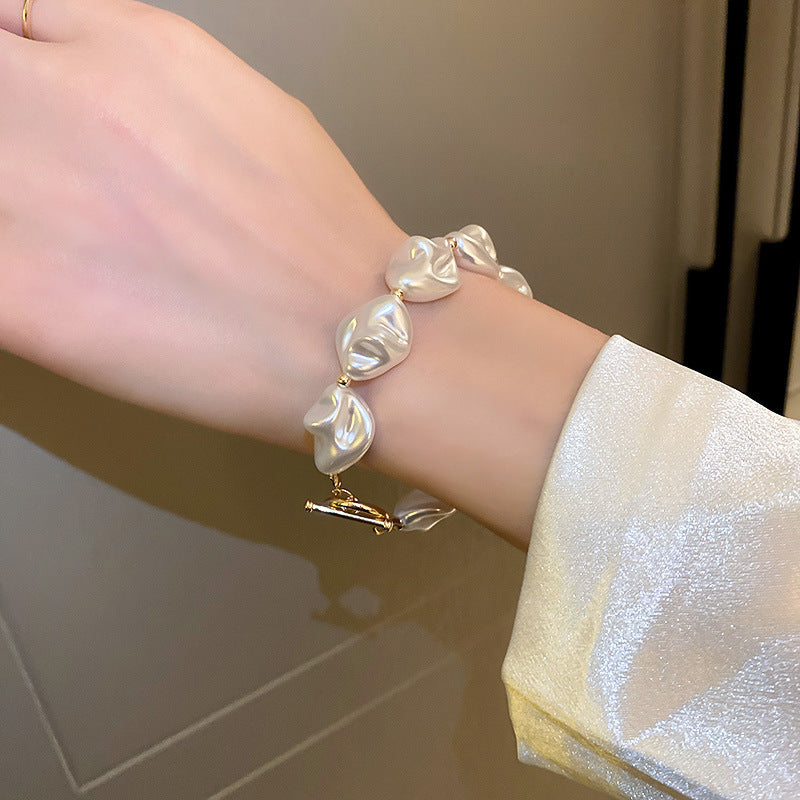 Irregular Pearl Necklace & Bracelet Set Baroque Style - Beauty Accessories