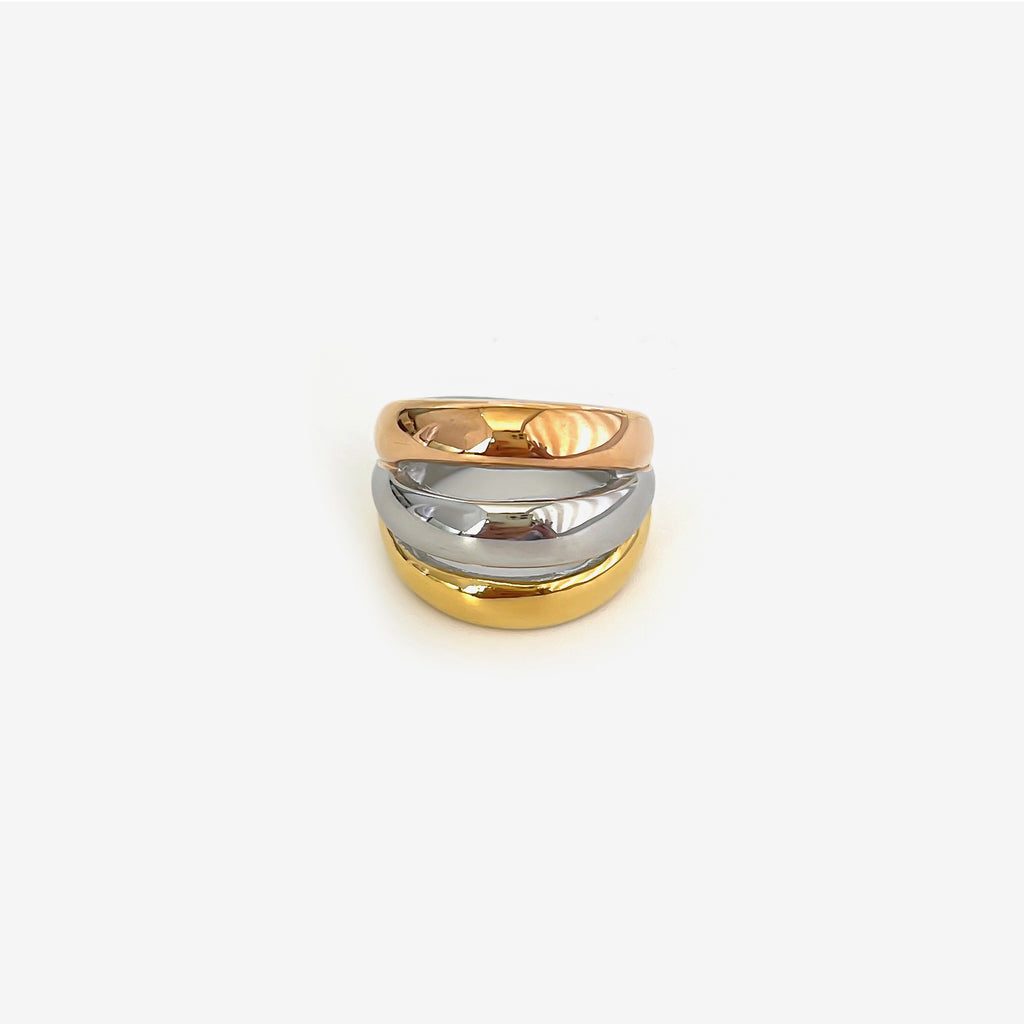 Stainless Steel Hollow Three-ring Three-color Niche Simple Women - Beauty Accessories