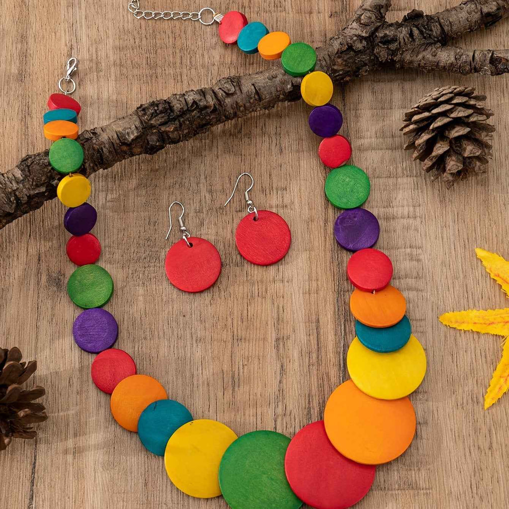 Retro Wooden Necklace Set