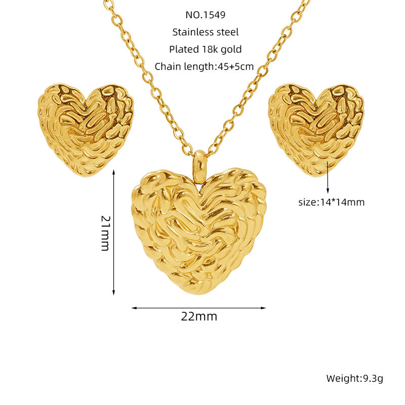 Stainless Steel Vintage Necklace And Stud Set - Beauty Accessories