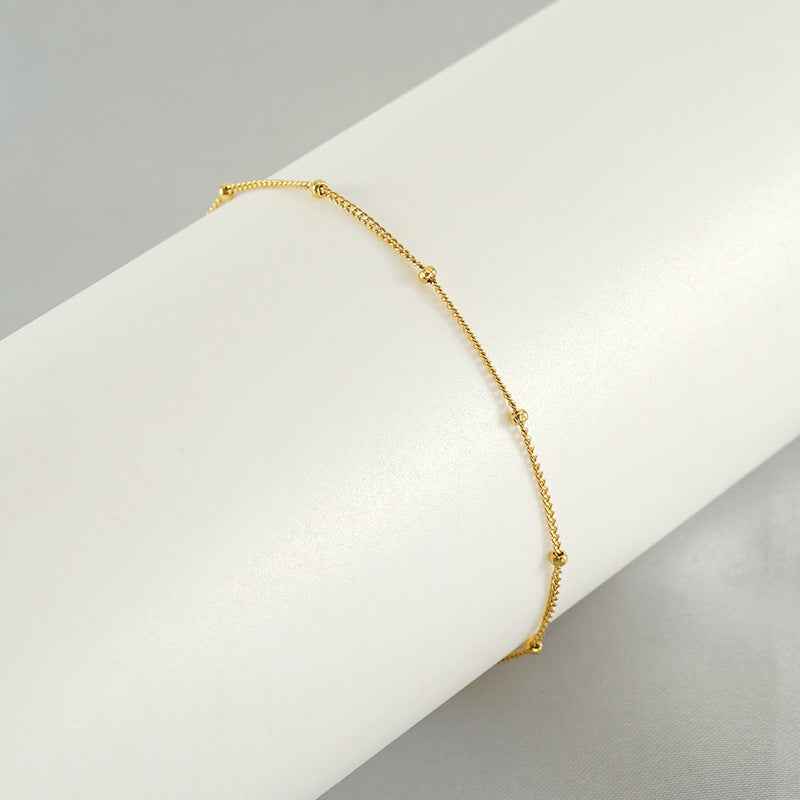 Stainless Steel Fashion Side Clip Bead Necklace Anklet - Beauty Accessories