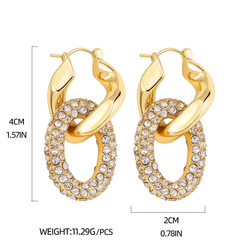 Stainless Steel 18K Gold Plating Twist-knot Earrings With Diamonds - Beauty Accessories