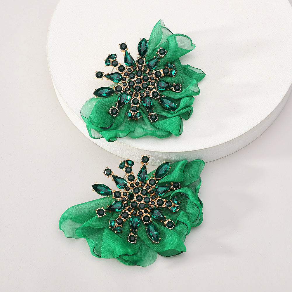 Bohemian Rhinestone Flower Stud Earrings - Beauty Accessories