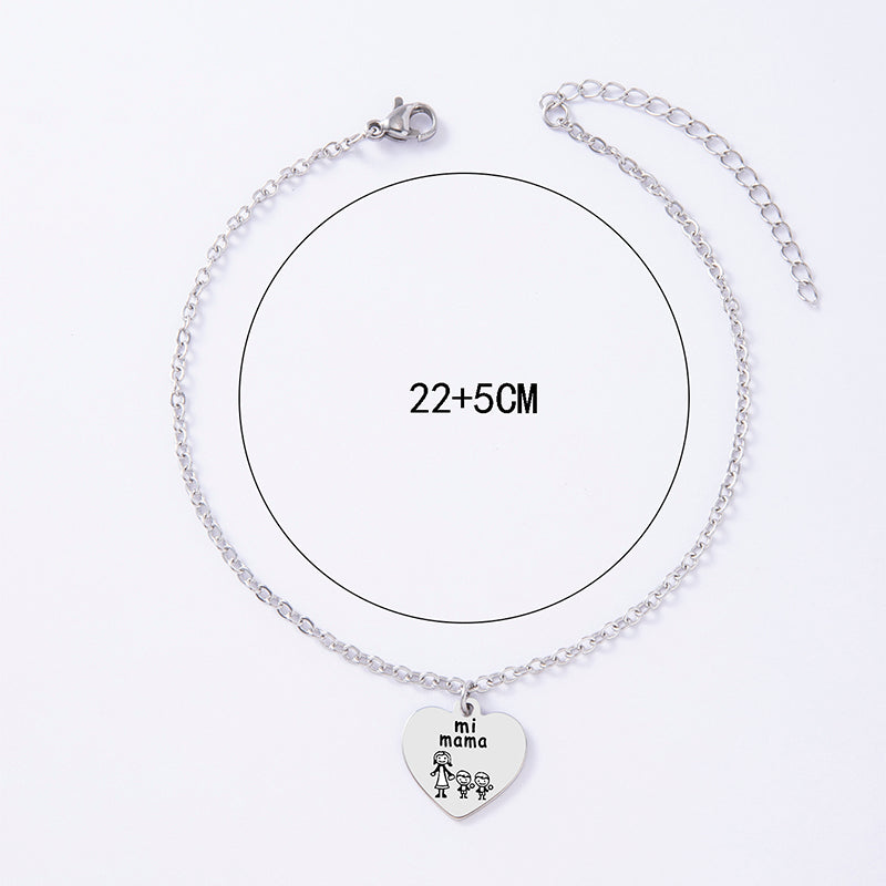 New Peach Heart Pendant Anklet Silver Stainless Steel Anklet - Beauty Accessories