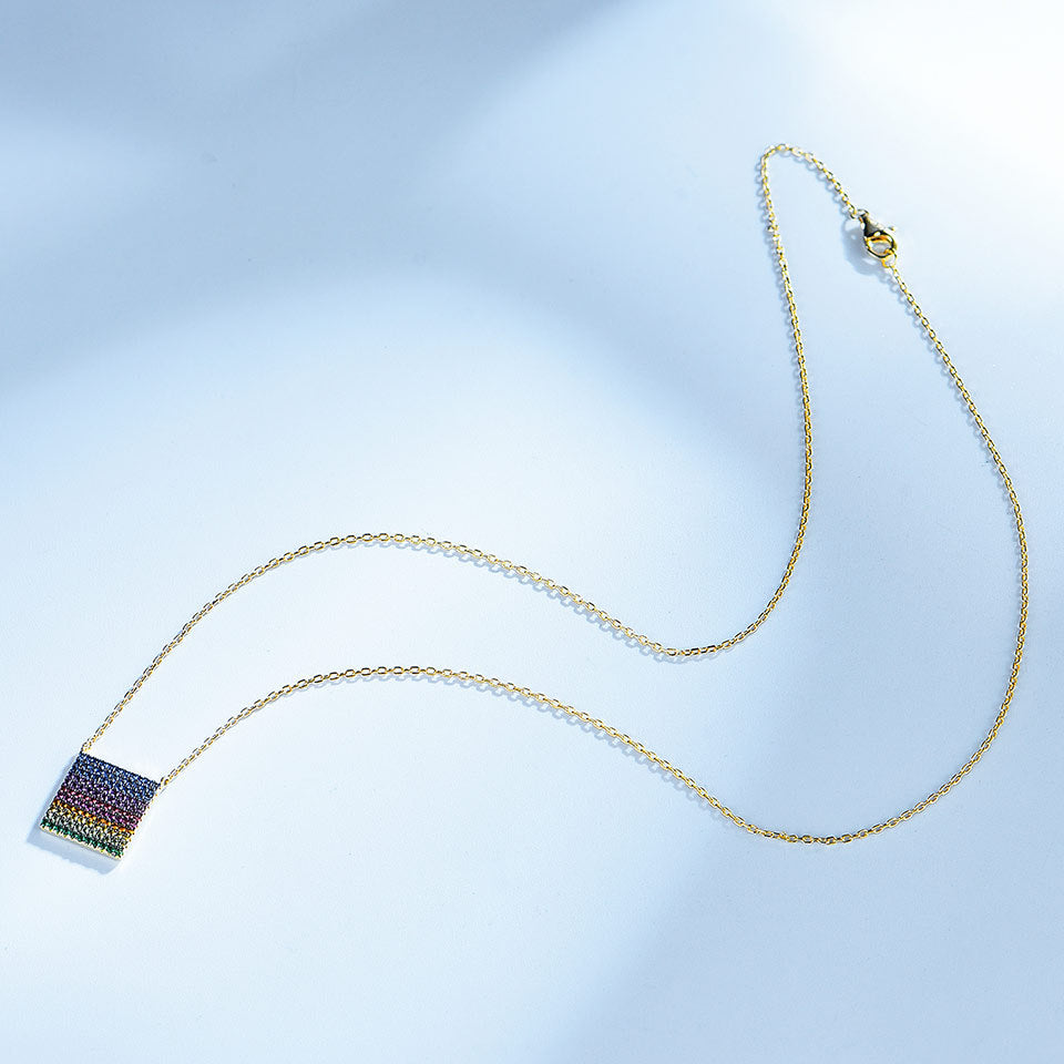Square Zircon S925 Silver Simple Pendant - Beauty Accessories
