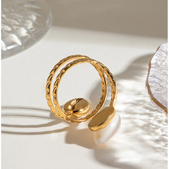 Stainless Steel Shell Open Ring For Women - Beauty Accessories