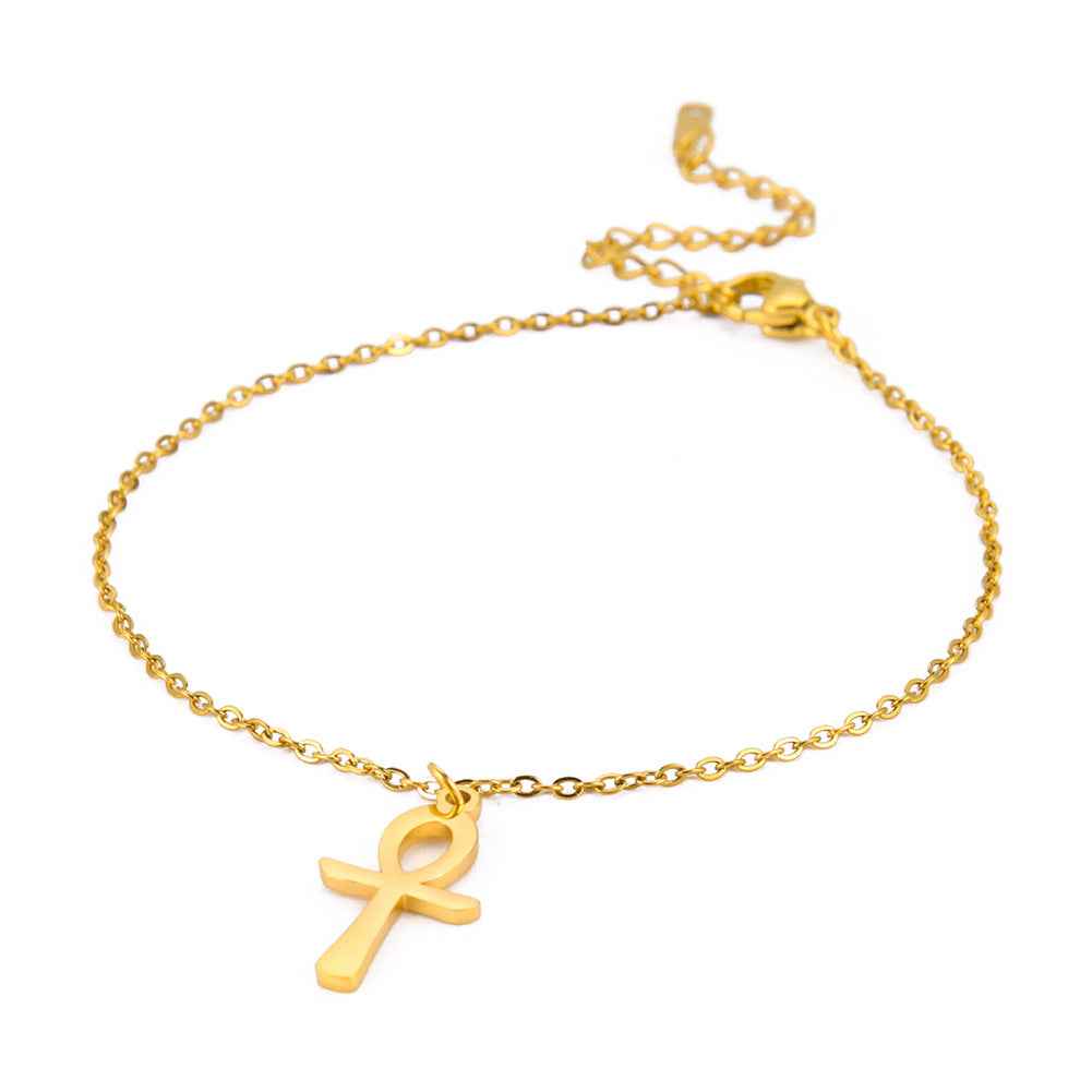 Cross Anklet Stainless Steel Egyptian Pendant - Beauty Accessories