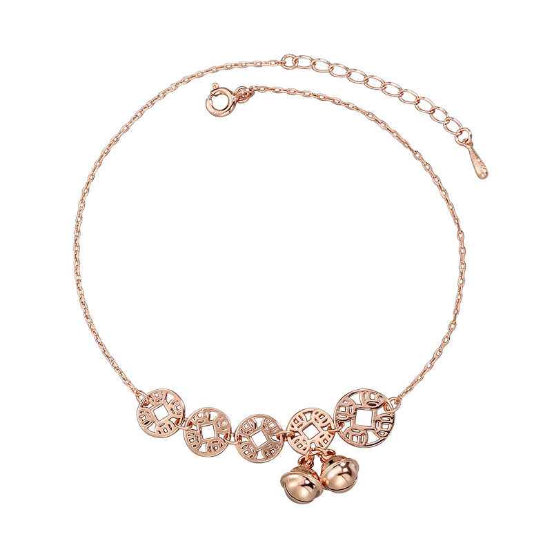 Rose Gold Bells Anklet Boho Stainless Steel - Beauty Accessories