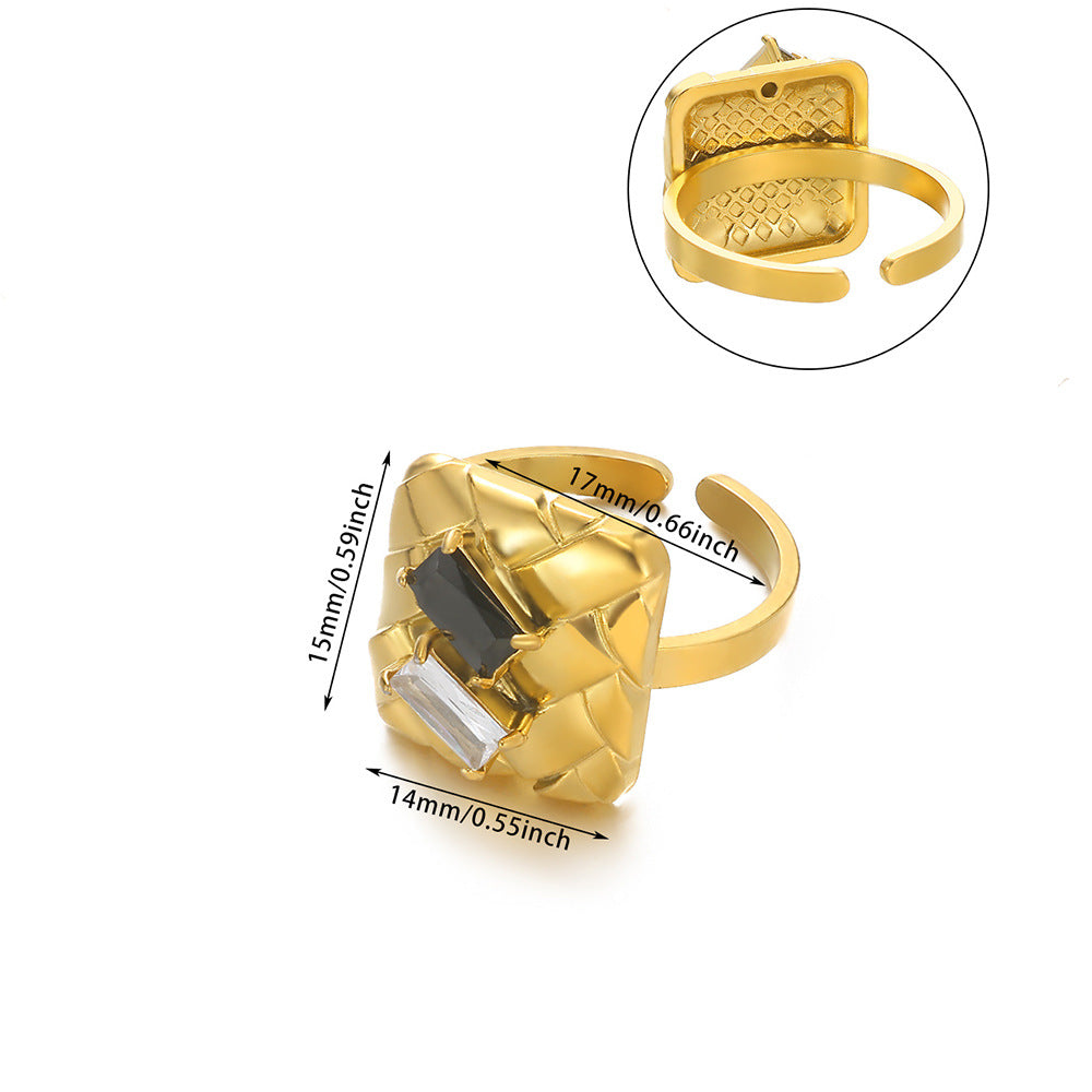 European And American New Stainless Steel Pearl Zircon Ring For Women